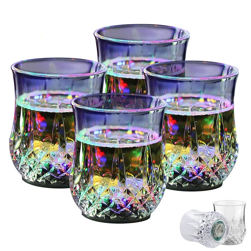 2win2buy LED Cups 4 PACK Flashing Light up Automatic Water Activated Color Changing Wine Whisky Beer Cola Juice Drinkware Mugs Shot Glass for Bar Disco Night Club Party Halloween Christmas, Set of 4 - Image 3